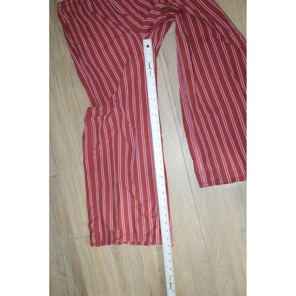 Old Navy Women's Small Wide Leg Striped Cotton Pants Terracotta Red Pink White - Picture 8 of 9